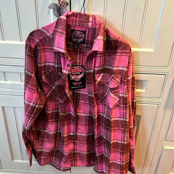 Pink flannel button up - Picture 1 of 4